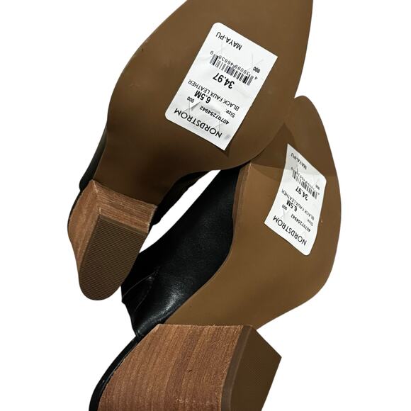 Abound Women's Black Pointed-Toe Mule Heel Faux Leather Upper Size 6.5M - Picture 5 of 8